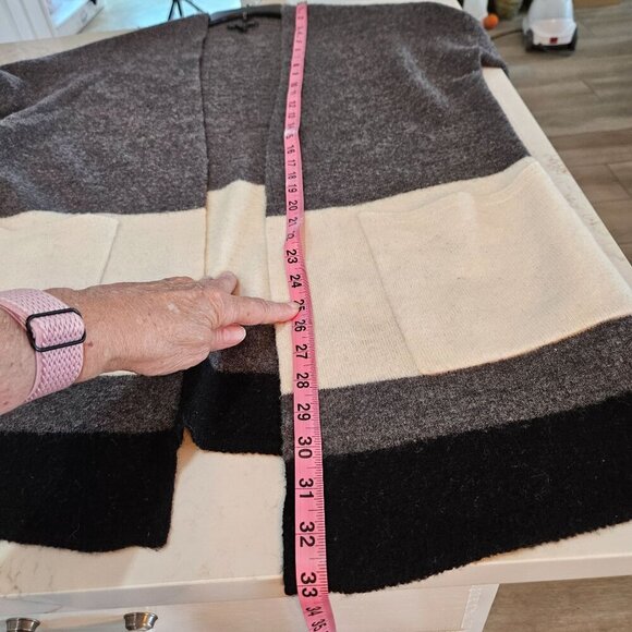 Eileen Fisher XS Open Front Cardigan Sweater Long Grey Ivory Old Money - Picture 8 of 11